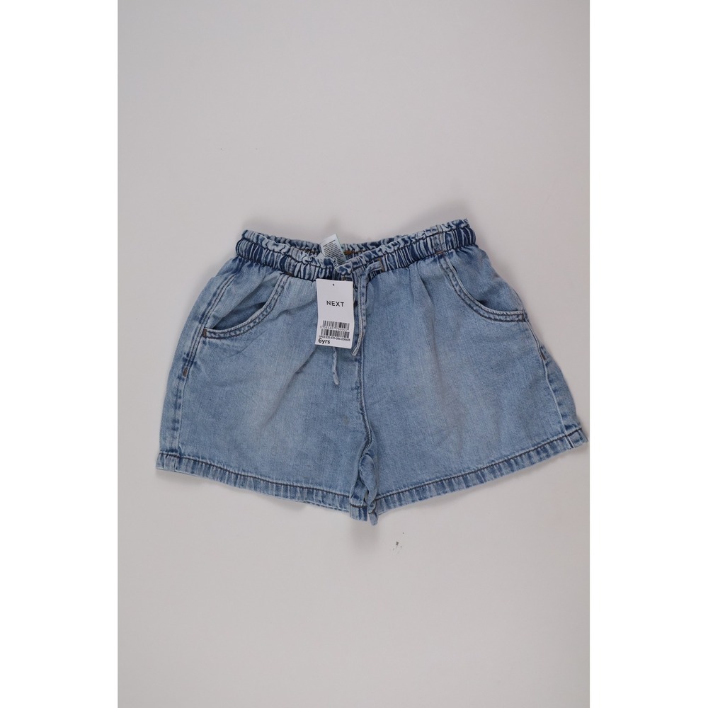 Next Girls Denim Shorts Paperbag Waist Light Wash Blue 6Y NWT Cotton